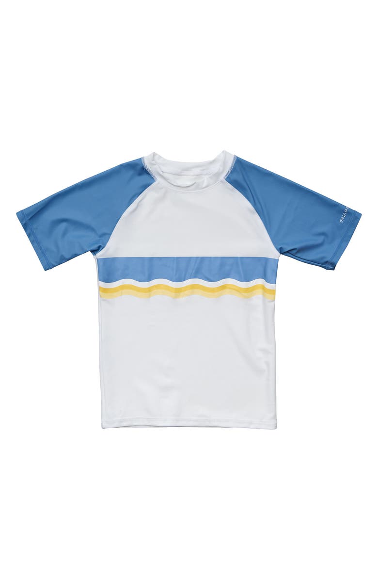 Snapper Rock Kids' Sunset Stripe Short Sleeve Rashguard, Main, color, 