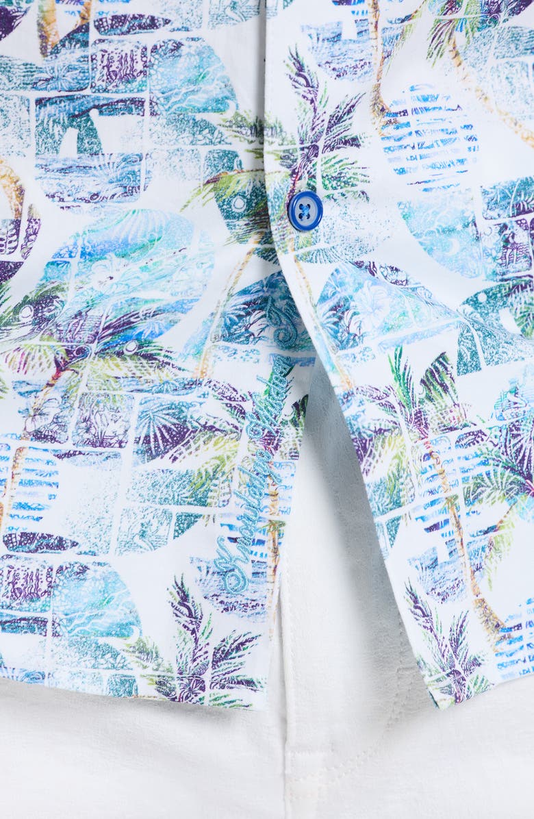 Robert Graham Short Sleeve Cotton Button-Up Shirt, Alternate, color, Blue Multi