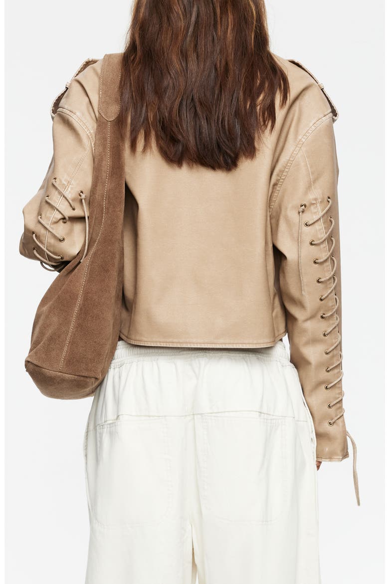 Jet Metallic Faux Leather Jacket, Alternate, color, BEIGE