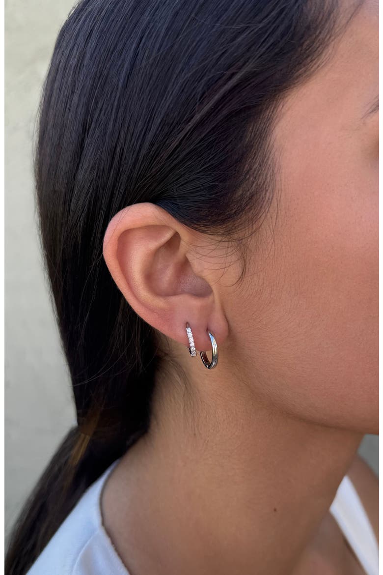 Set of 2 Assorted Huggie Hoop Earrings, Alternate, color, SILVER