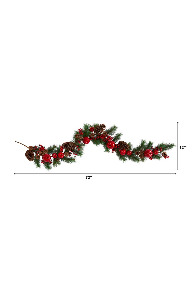 NEARLY NATURAL 6-ft Apple, Berries and Pinecone Artificial Garland, Alternate, color, Green