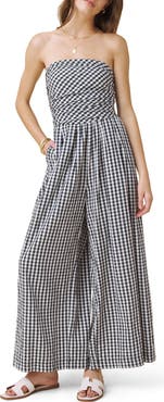 Splendid Gigi Gingham Strapless Jumpsuit