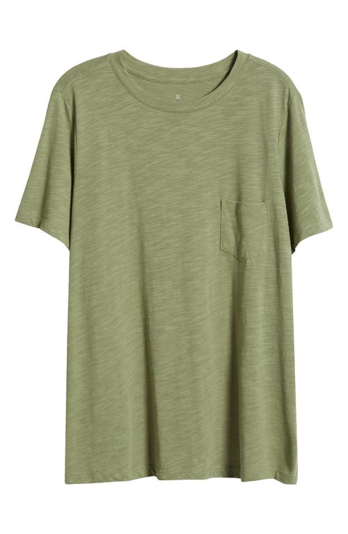 Caslonr Caslon(r) Crewneck Slub Jersey Pocket T-shirt In Olive Acorn