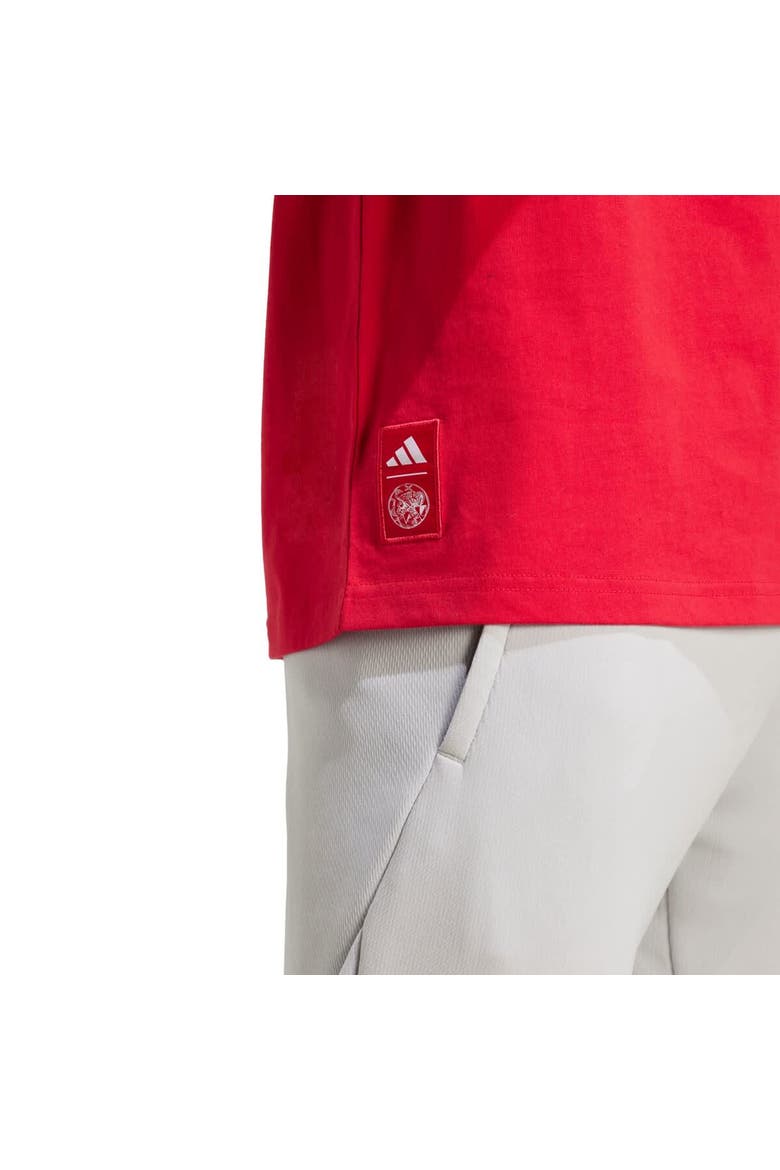 Men's adidas  Red Ajax Three-Stripe Wordmark T-Shirt, Alternate, color, Red