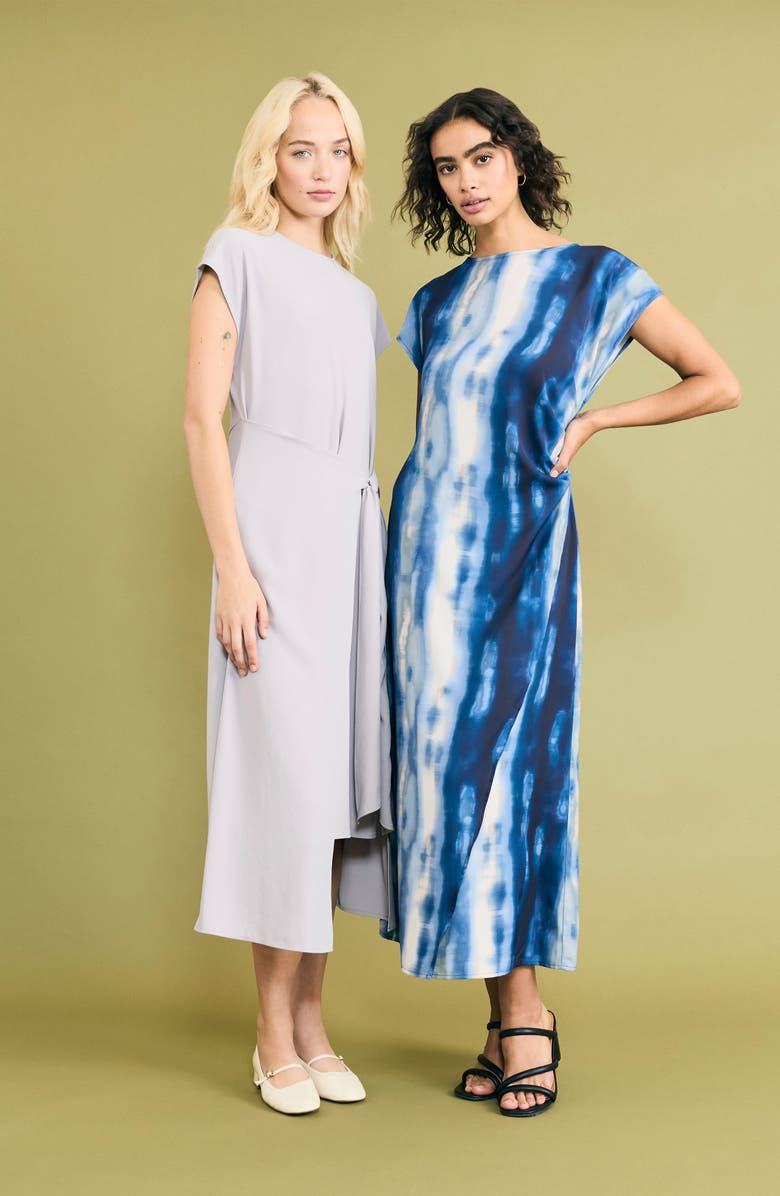 Luxely Short Sleeve Asymmetric Hem Midi Dress, Alternate, color, 