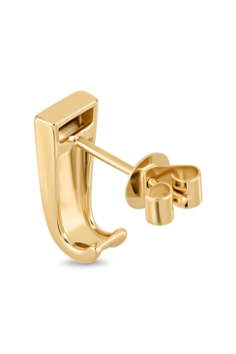 14K Gold Getty Flower Huggie J-Hoop Earrings (Online Trunk Show), Alternate, color, 14K YELLOW GOLD