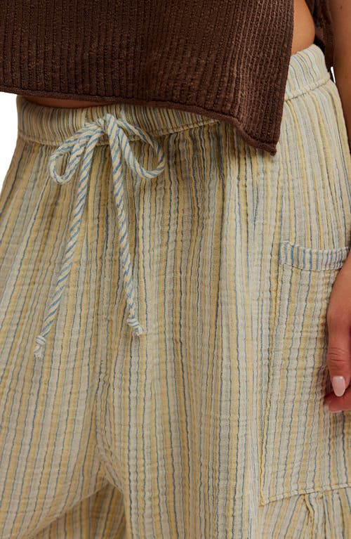 Free People Quin Stripe Cotton Drawstring Pants In Neutral