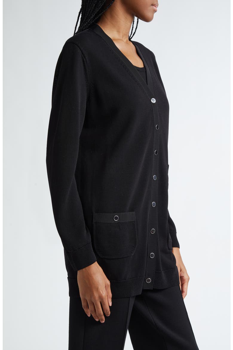 Three-Pocket Long Cardigan, Alternate, color, BLACK