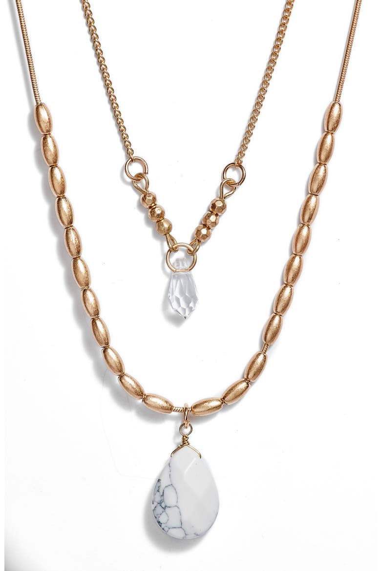 Layered Pendant Necklace, Main, color, WHITE