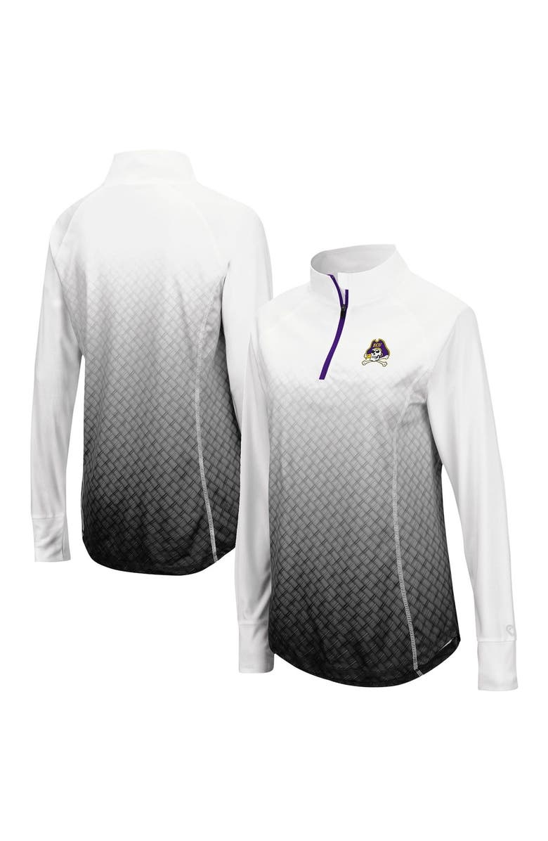 COLOSSEUM Women's Colosseum White/Black ECU Pirates Magic Ombre Lightweight Fitted Quarter-Zip Long Sleeve Top, Alternate, color, 