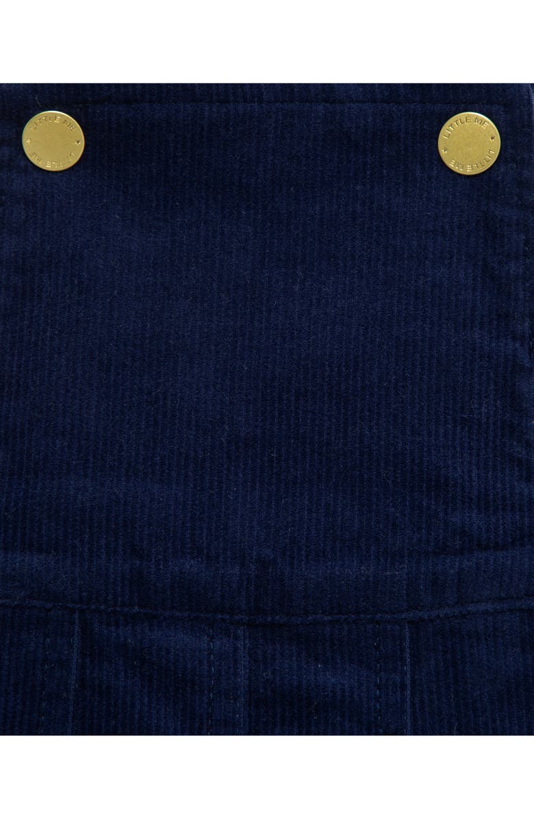 Little Me Collared Shirt & Pleated Skirted Overalls Set, Alternate, color, Blue/ White