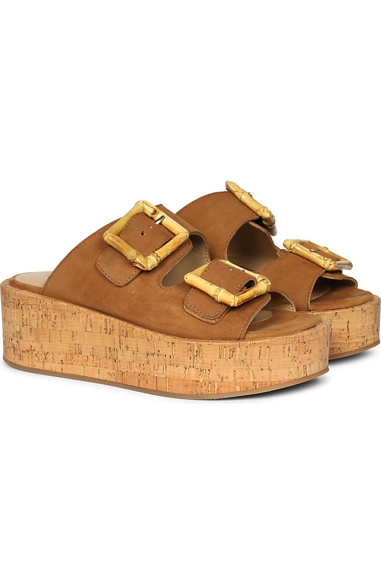 Jelavu Corkie Wedge Cork Sandals With Double Suede Strap, Main, color, Cognac