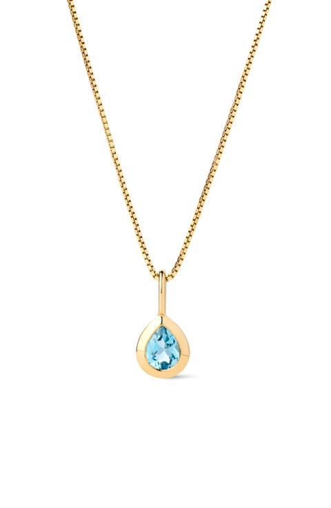 Solid Yellow Gold - Teardrop Charm Necklace