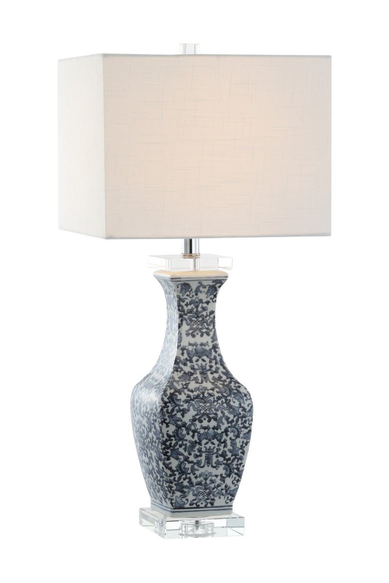 May 28" Ceramic/Crystal LED Table Lamp, Blue/White, Main, color, Blue/White