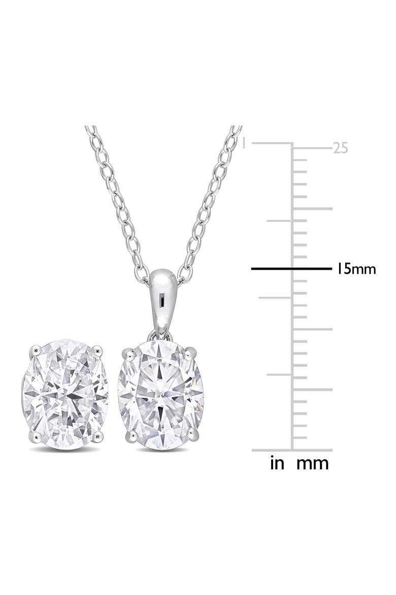 Dew Oval Lab Created Moissanite Stud Earrings & Pendant Necklace Set, Alternate, color, SILVER