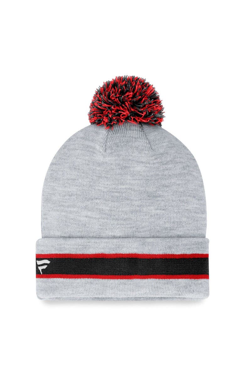 FANATICS Men's Fanatics Branded Heather Gray Atlanta Falcons Cuffed Knit Hat with Pom, Alternate, color,