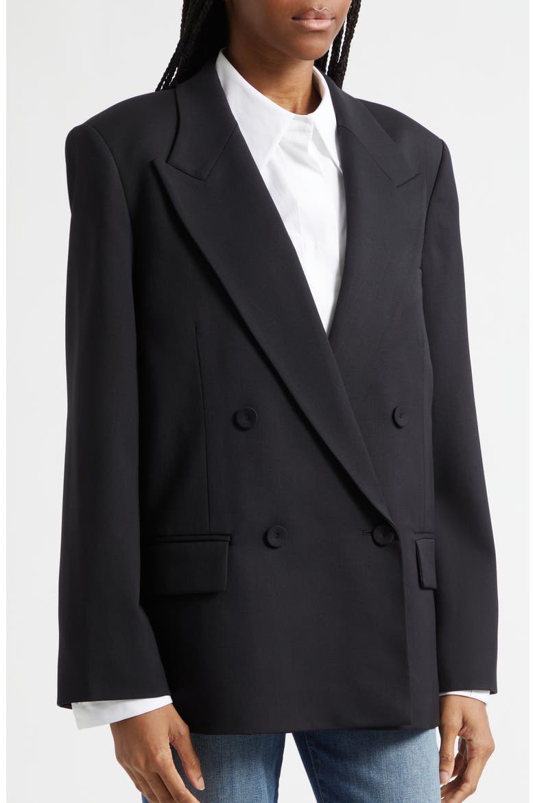 Harper Double Breasted Tuxedo Jacket, Alternate, color, BLACK