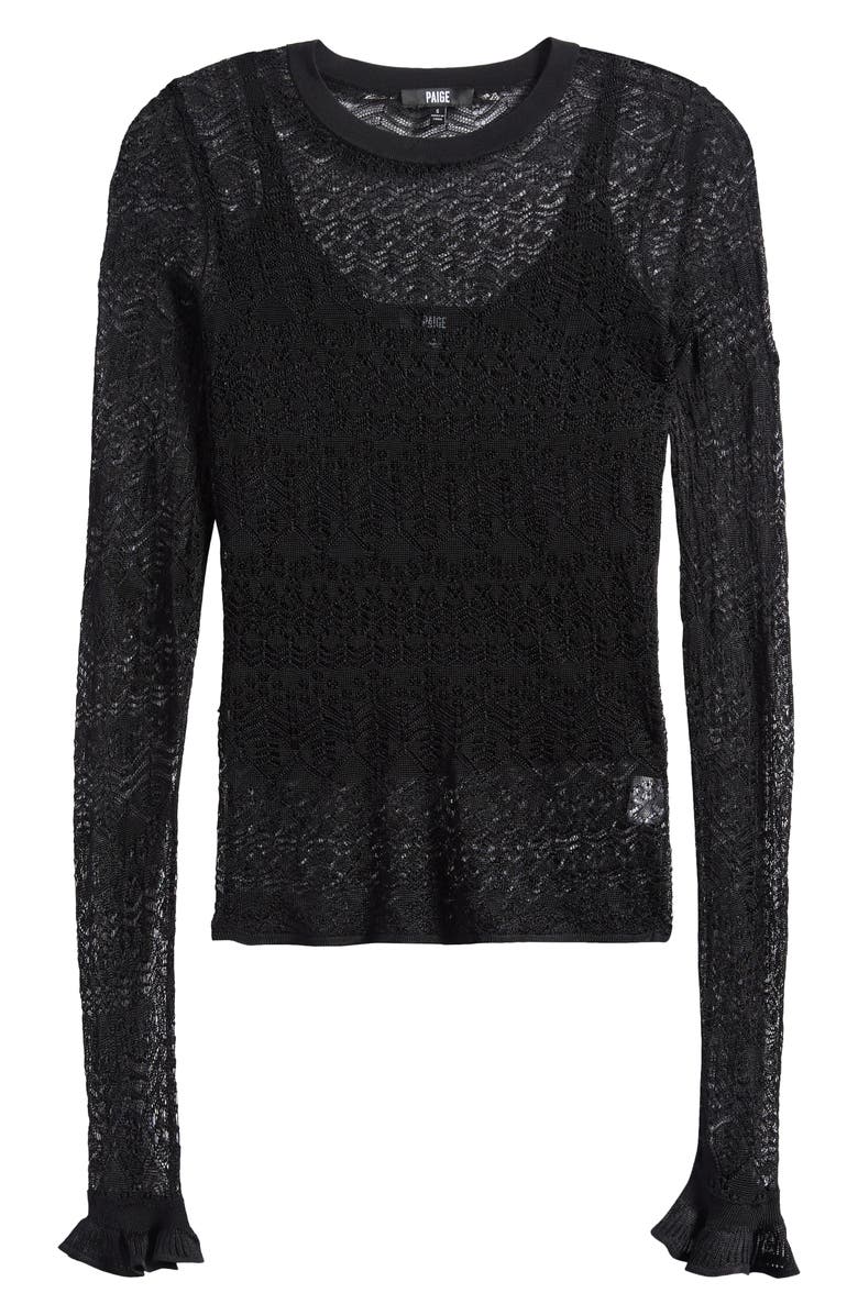 PAIGE Ciera Lace Trim Top, Alternate, color, Black