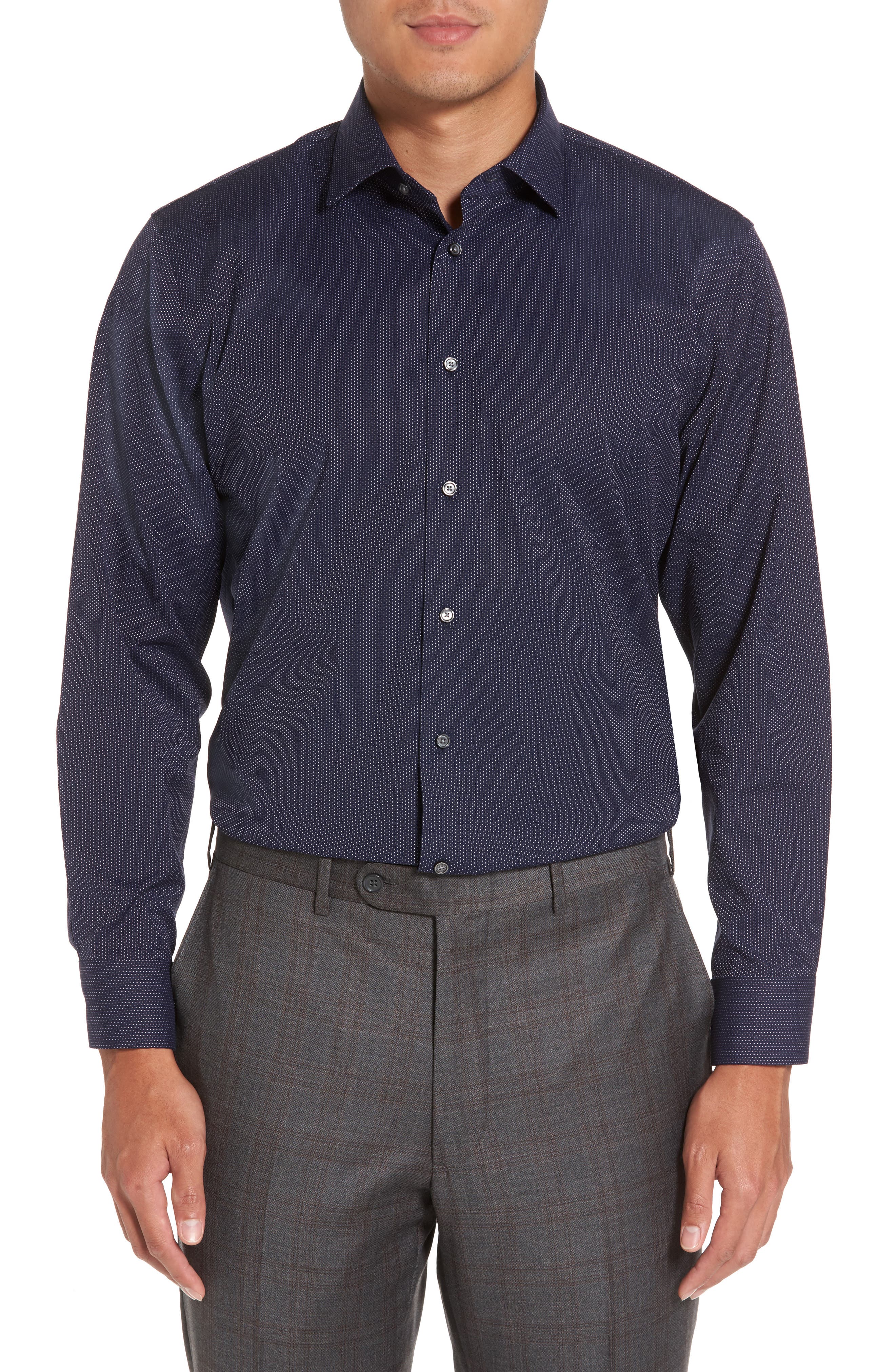 calibrate trim fit dress shirt Calibrate Trim Fit Stretch No-Iron Solid Dress Shirt In Purple Spray - 62% Off