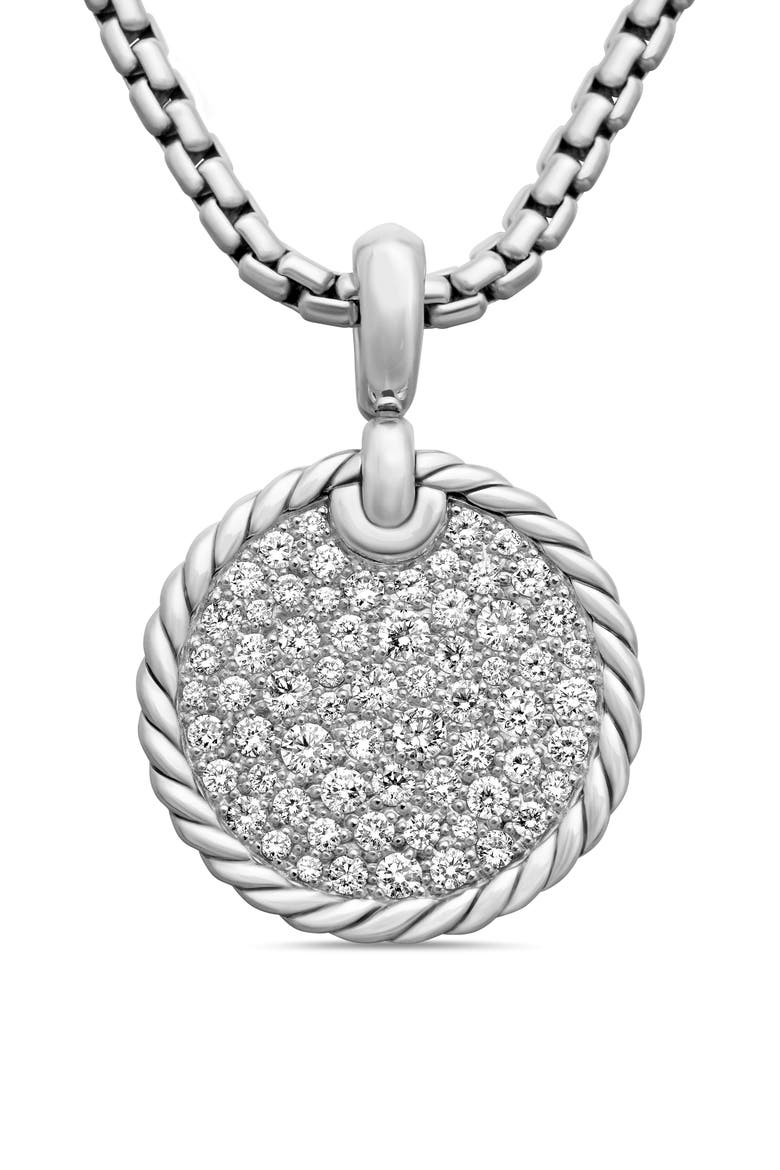 Elements® Disc Pendant with Pavé Diamonds, Main, color, SILVER PAVE
