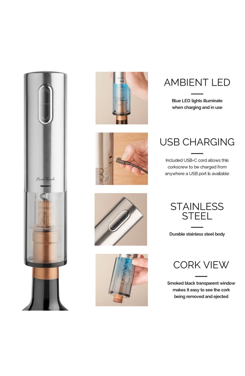 FINAL TOUCH Lithium-Ion Electric Corkscrew, Alternate, color, Silver