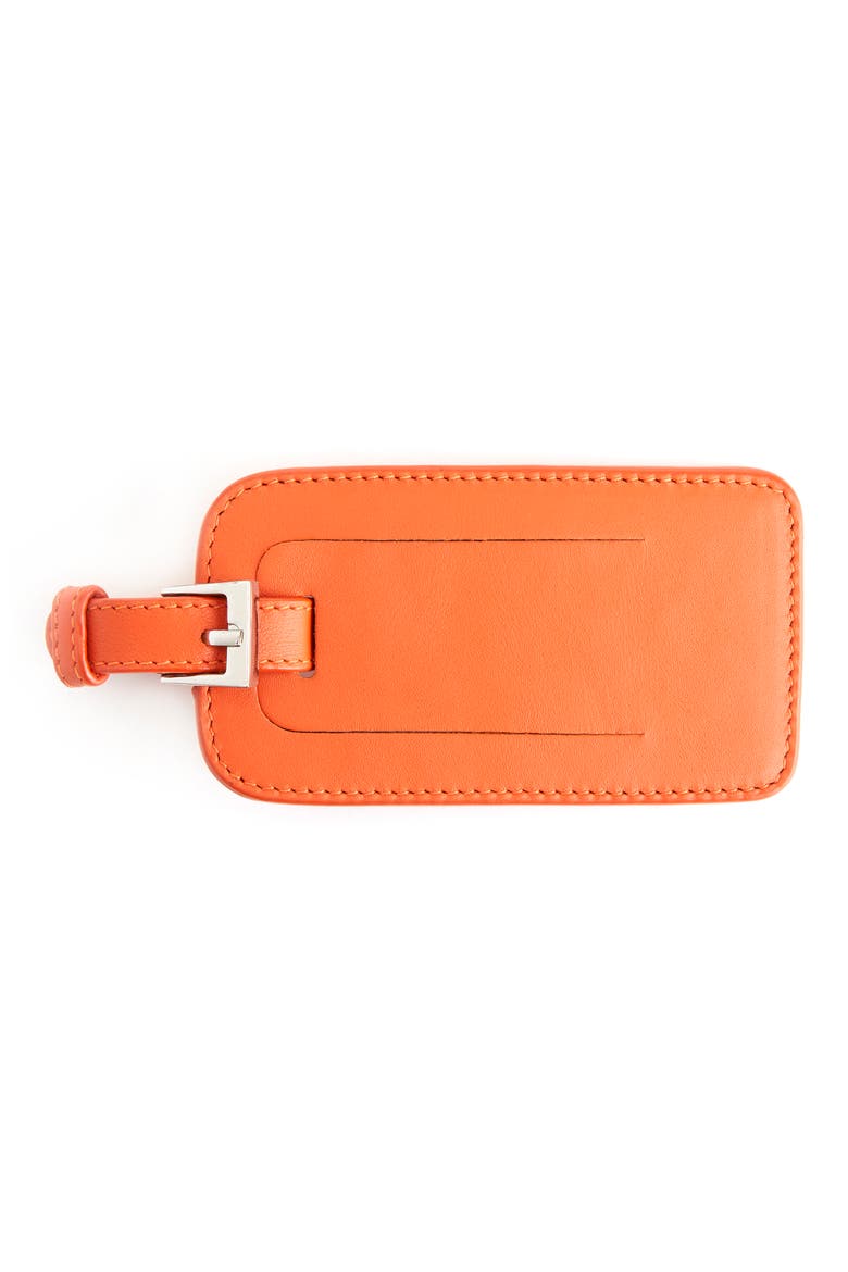Leather Luggage Tag, Main, color, ORANGE