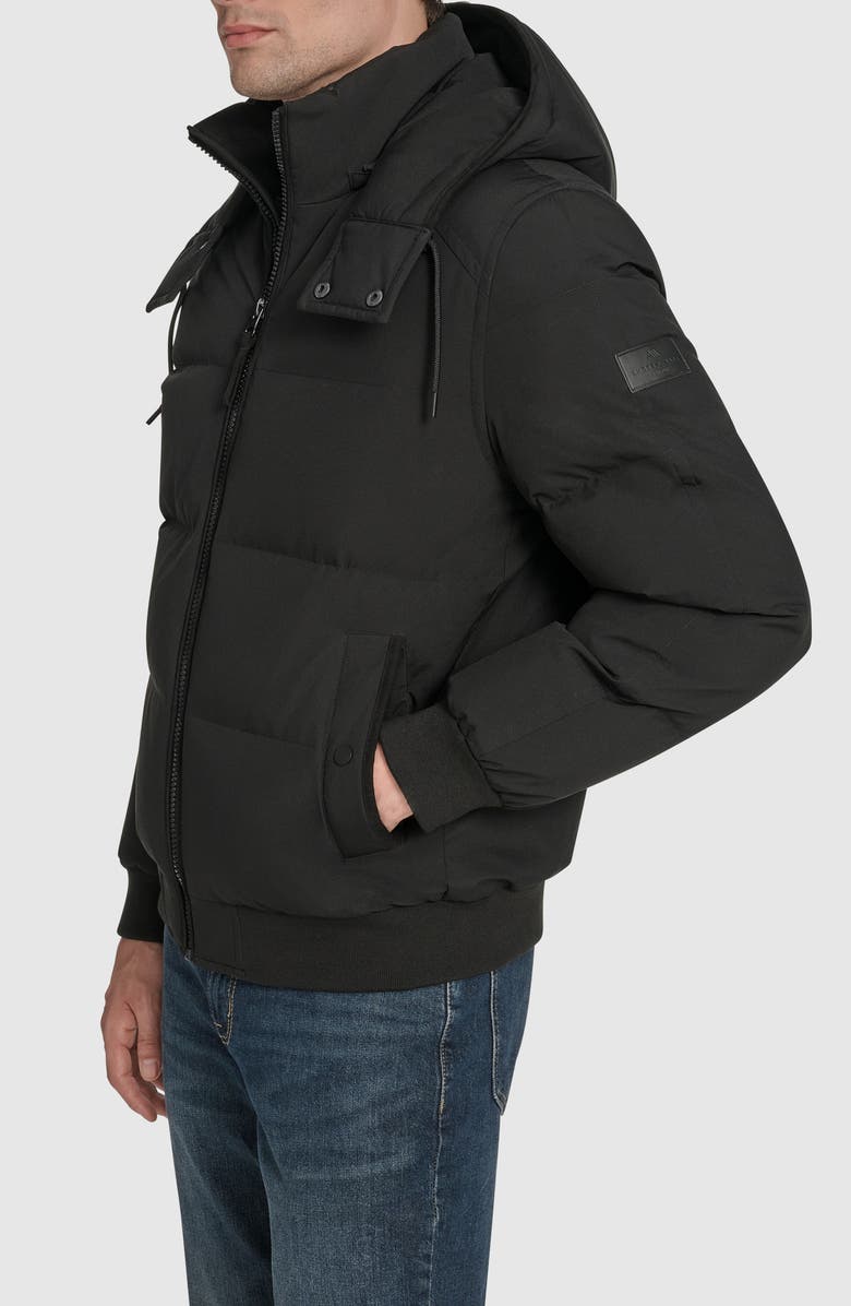 Andrew Marc Langham Water Resistant Hooded Puffer Bomber Jacket, Alternate, color, Black