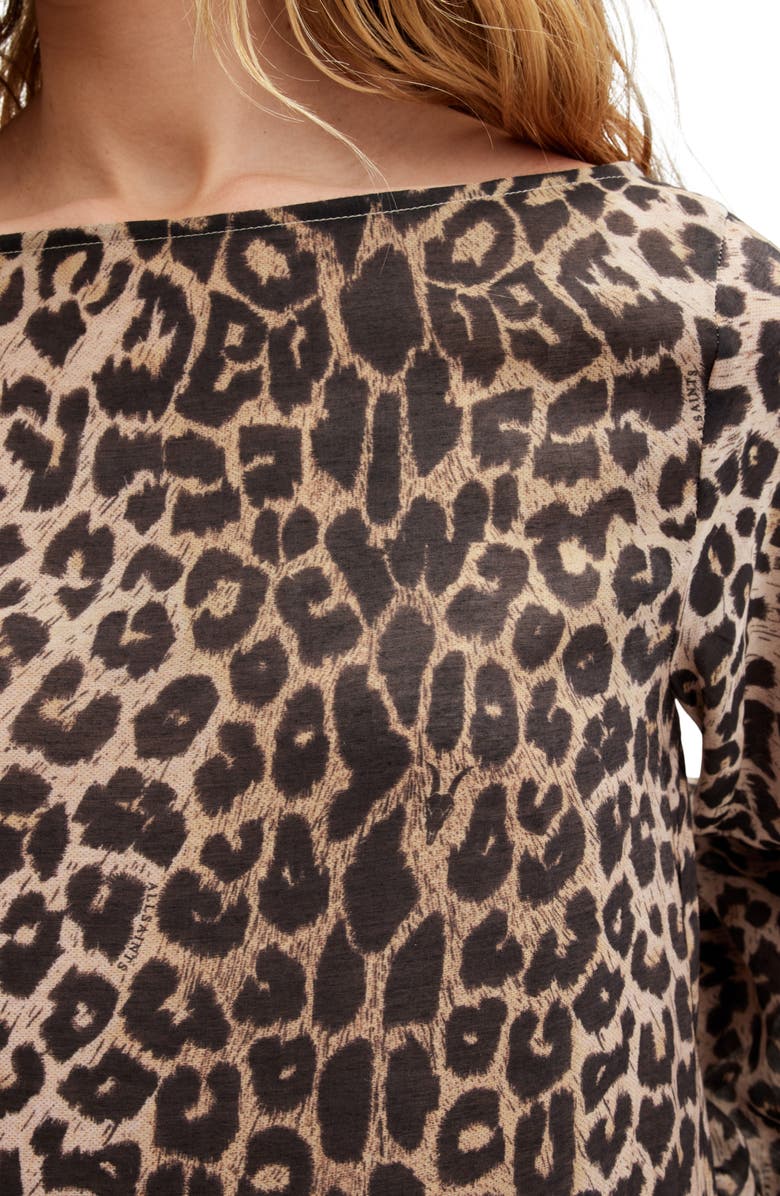 AllSaints Jane Long Sleeve Leopard Print Dress, Alternate, color,