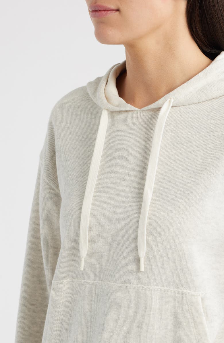 Madewell Heathered Hooded Sweatshirt, Alternate, color, Heather Vintage Ivory