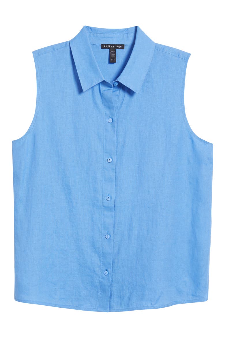 Classic Sleeveless Organic Linen Button-Up Shirt, Alternate, color, ULTMA