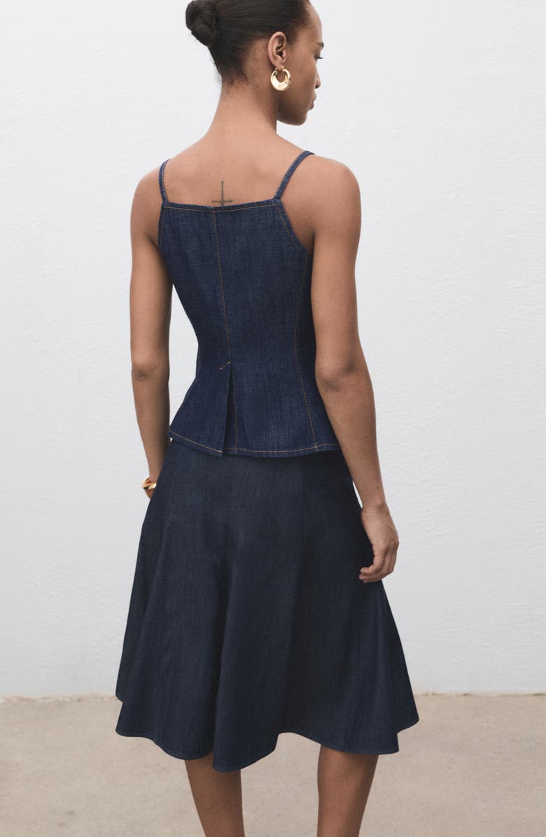 MANGO Pleated A-Line Denim Skirt, Alternate, color, Open Blue