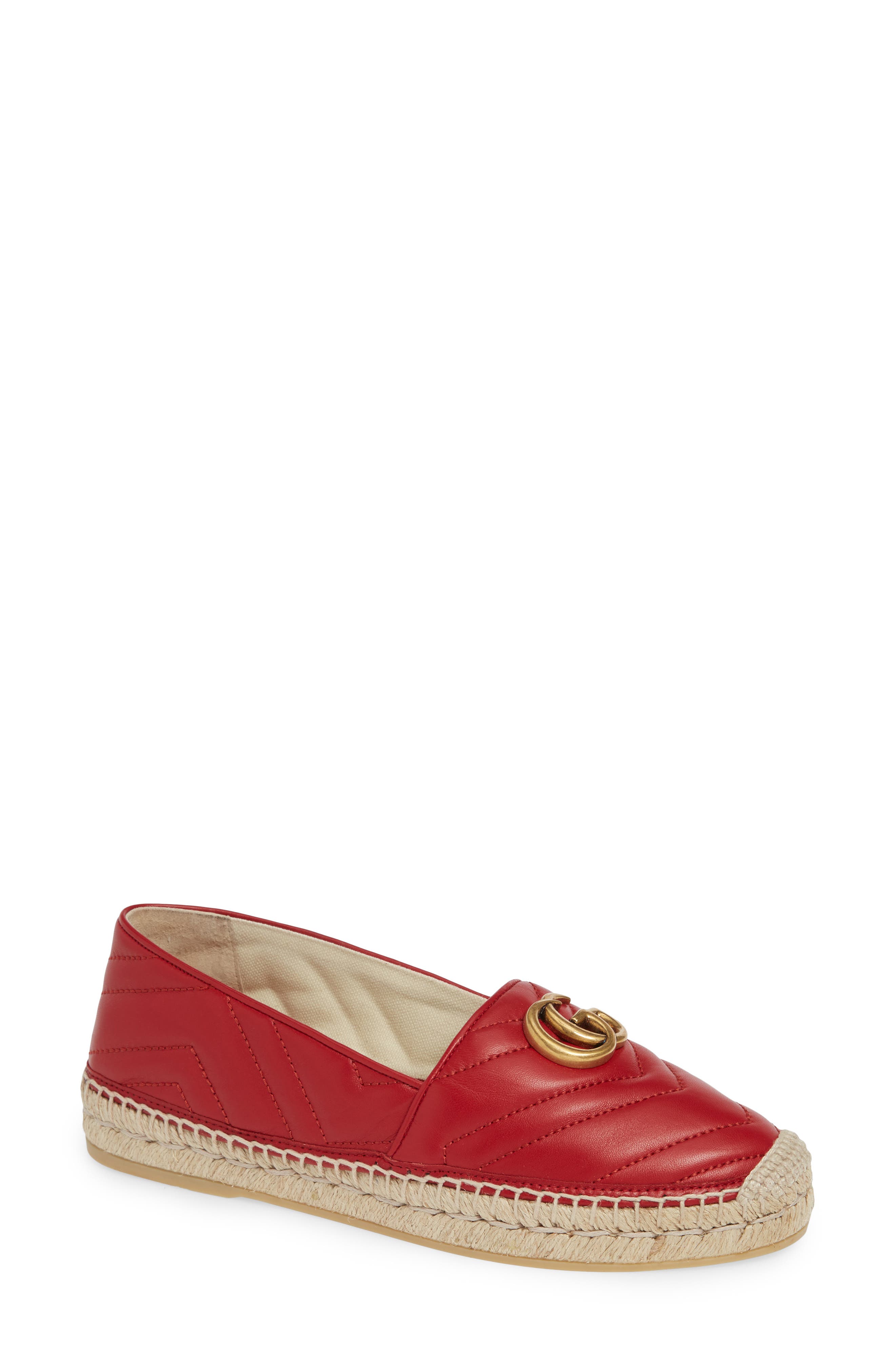 Gucci Pilar GG Matelassé Chevron Flat Espadrille, Main, color, 