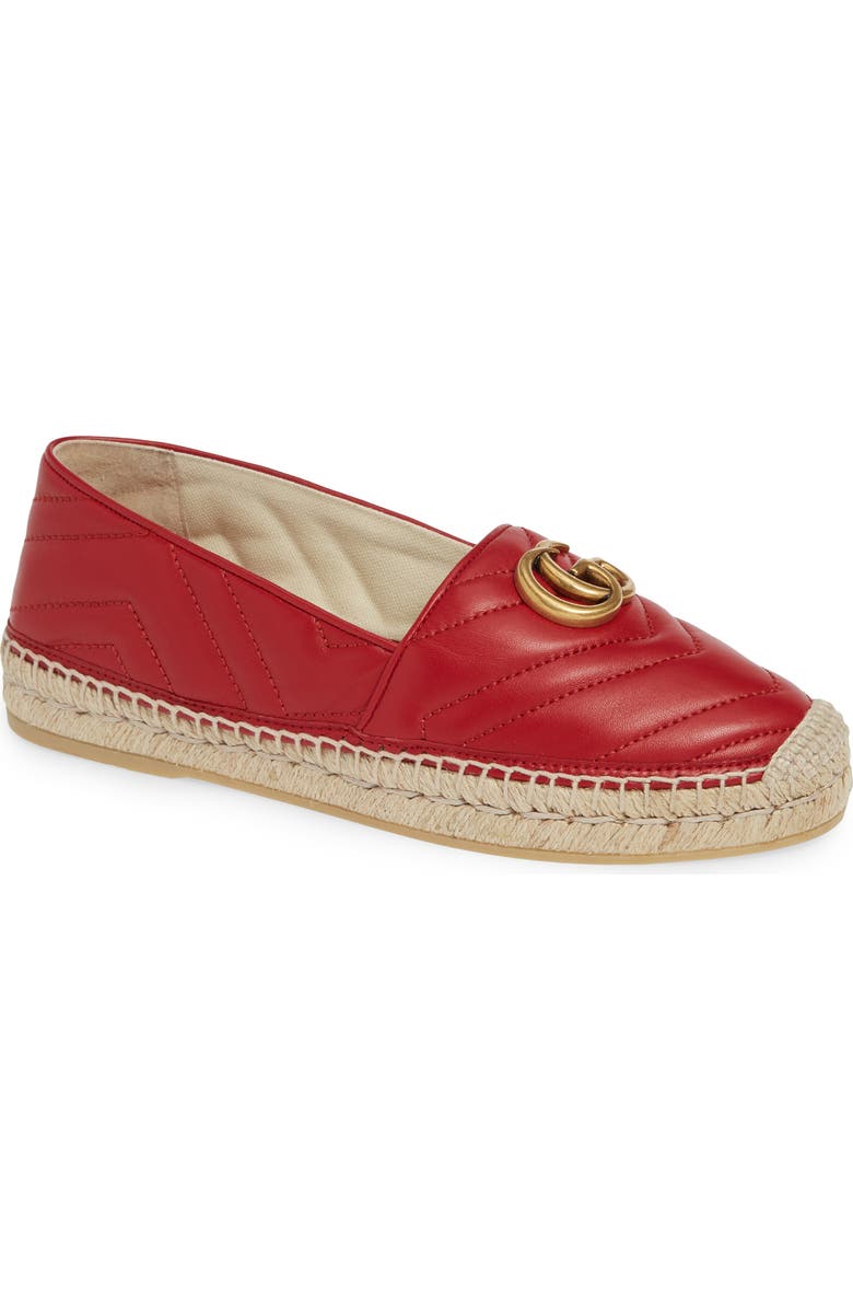 Gucci Pilar GG Matelassé Chevron Flat Espadrille, Main, color,