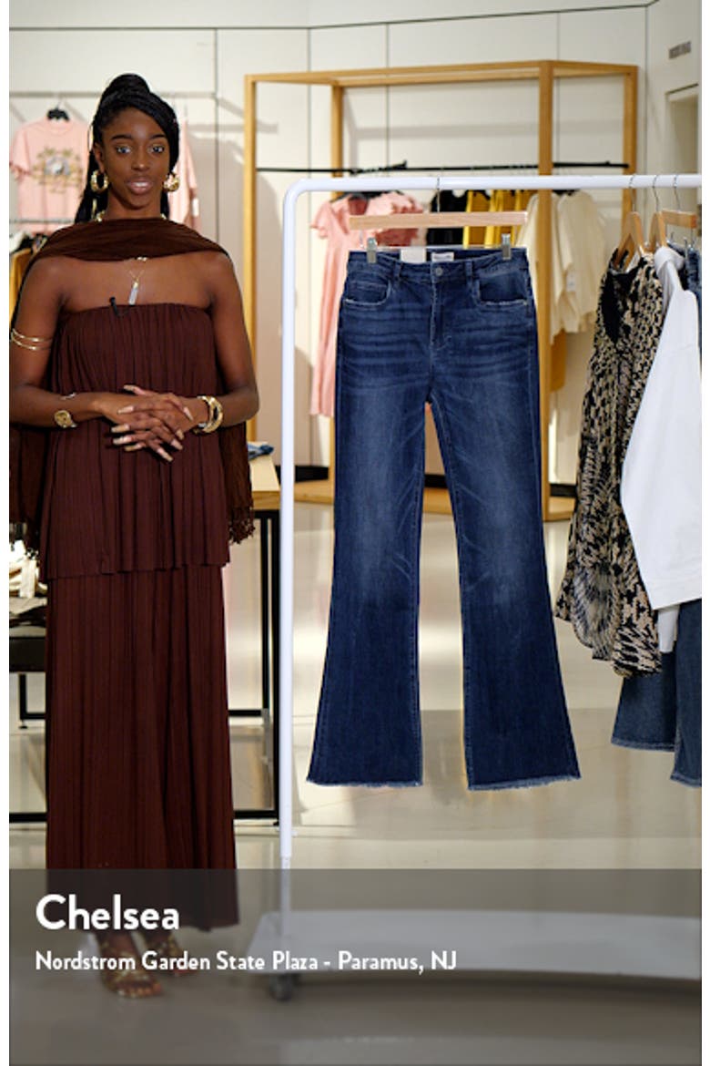 Fun Mid Rise Frayed Slim Flare Jeans video
