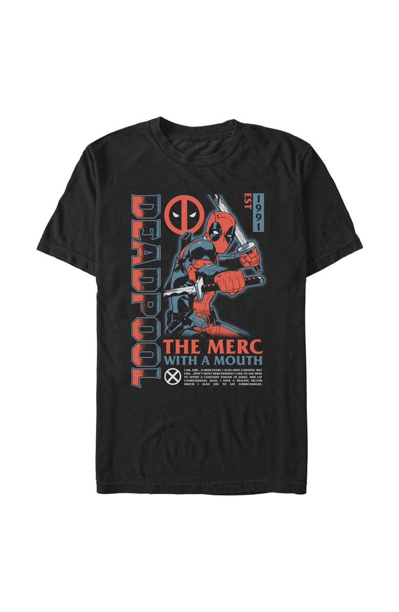 Marvel Men's Marvel The Merc with a Mouth 1991 Poster  Graphic T-Shirt, Alternate, color, Black