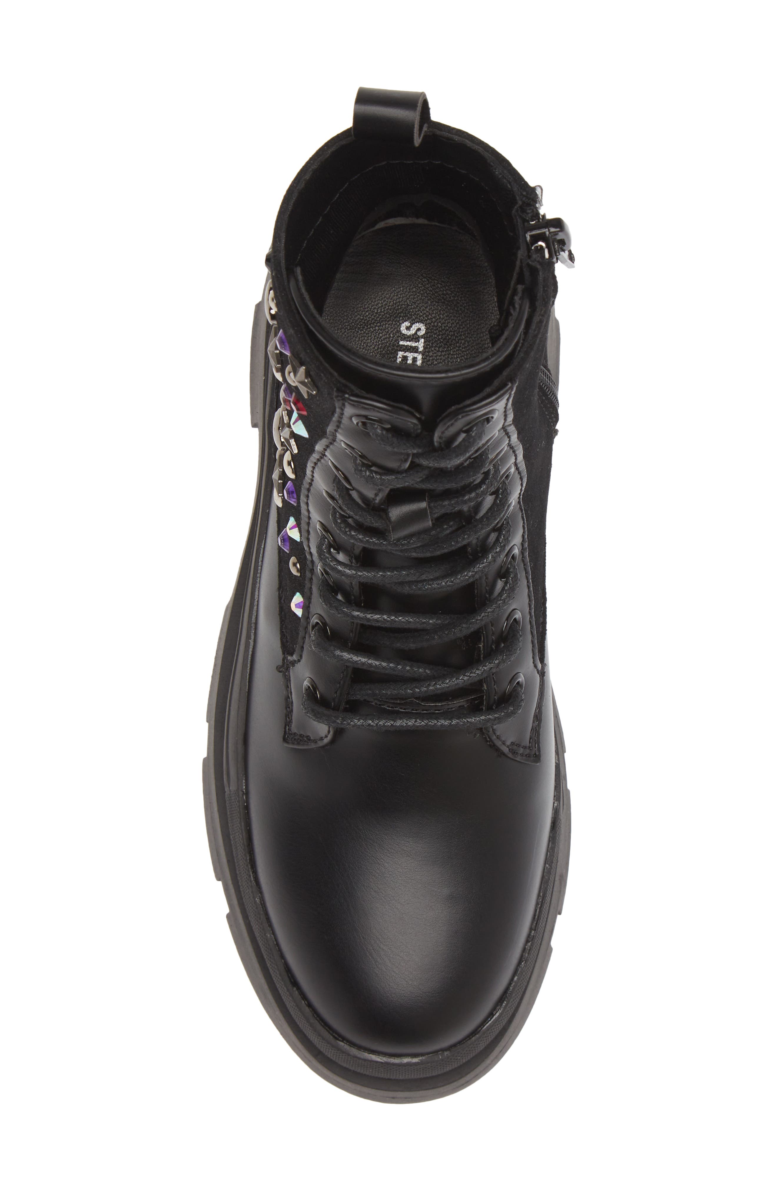 Steve Madden Kids' JKrissen Glitter Stud Combat Boot, Alternate, color, 