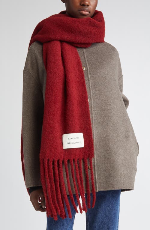 Loulou De Saison Santo Large Baby Alpaca Blend Fringe Scarf In Red