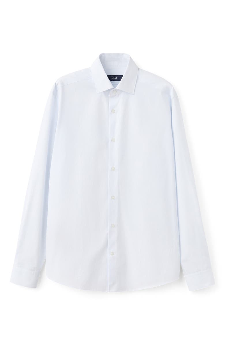 MANGO Slim Fit Stripe Cotton Button-Up Shirt, Alternate, color, White