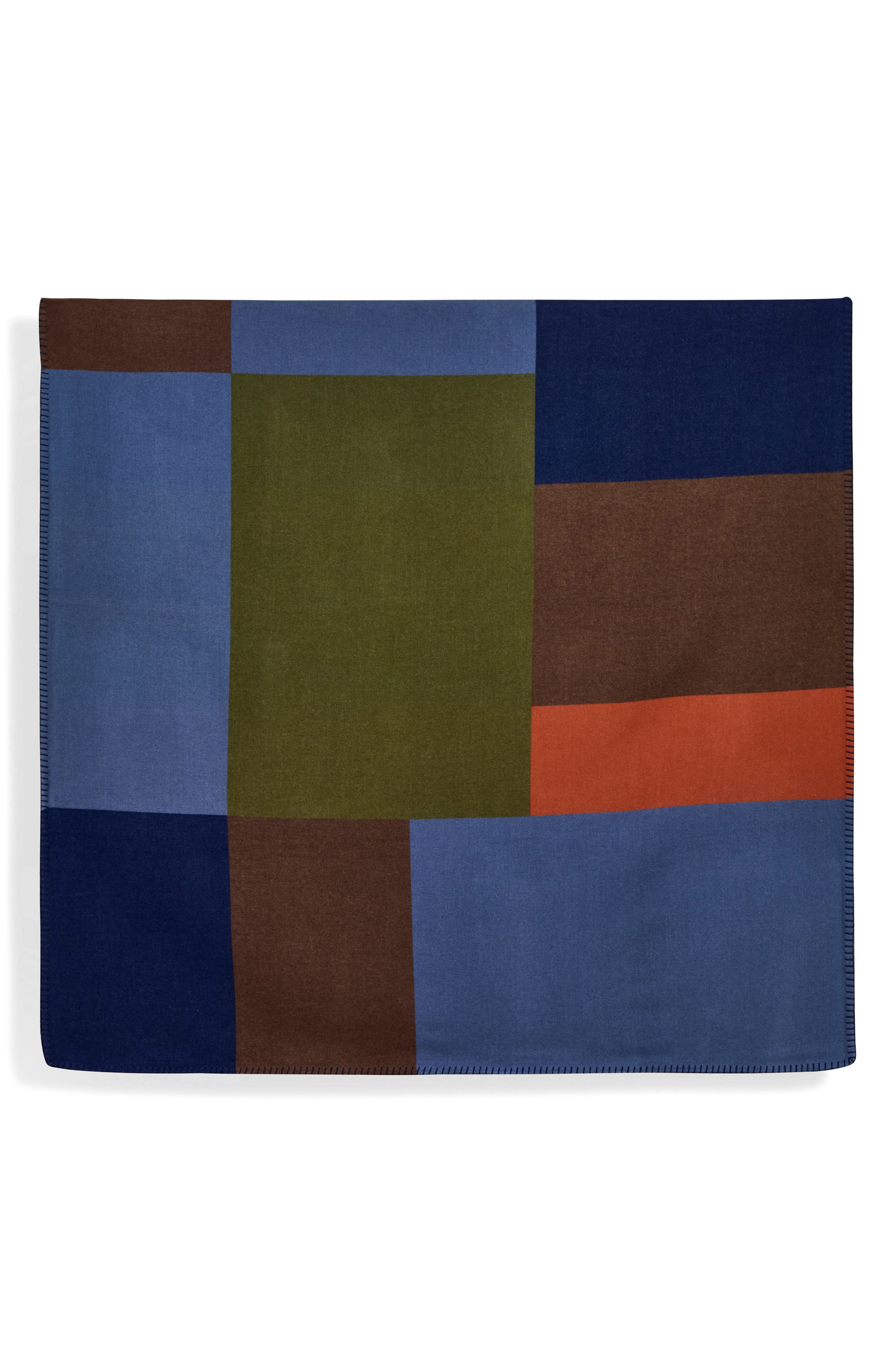 x R+D Lab Commune Abstract Wool & Cashmere Blanket in Blue 