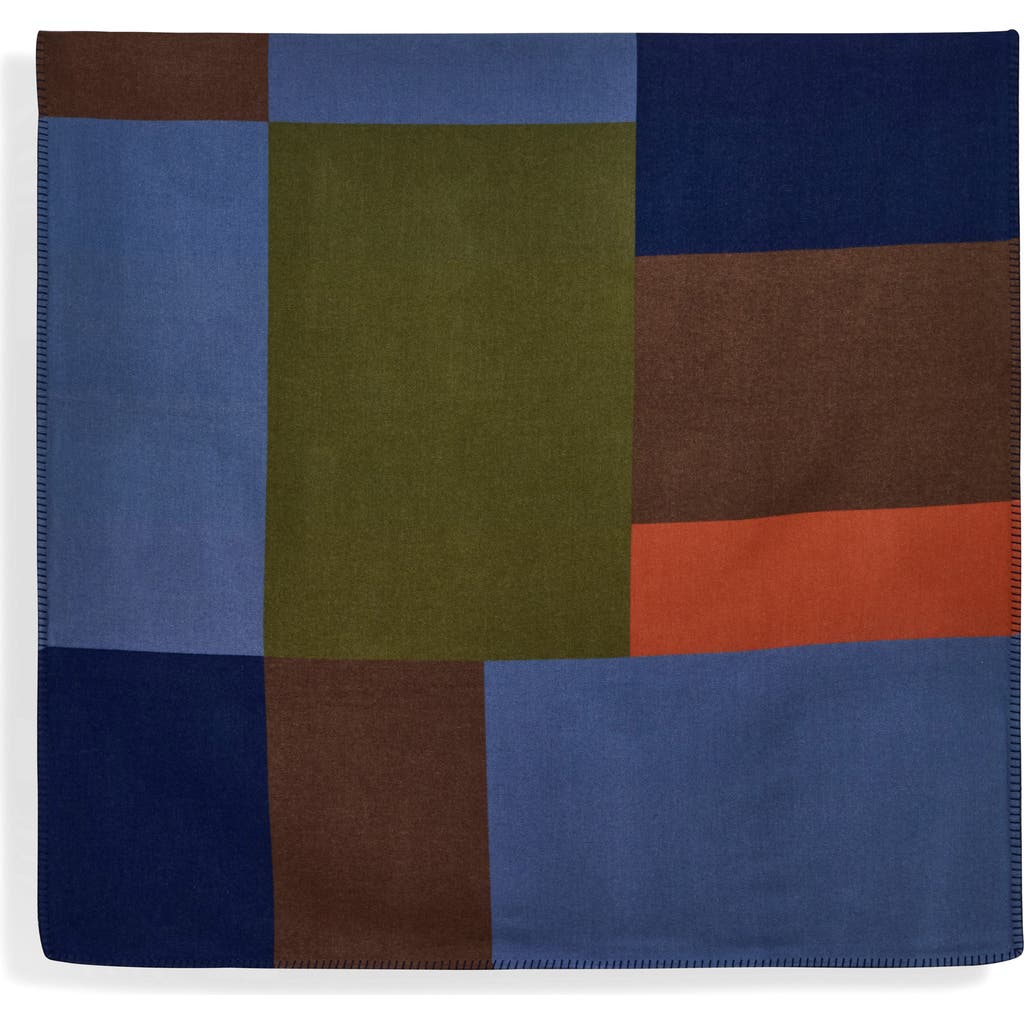 Commune X R+d Lab Abstract Wool & Cashmere Blanket In Blue