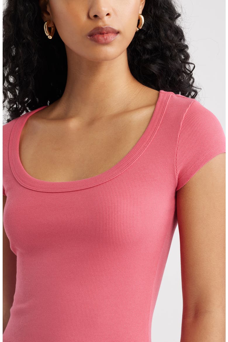 Scoop Neck Stretch Cotton T-Shirt, Alternate, color, PINK PARTY