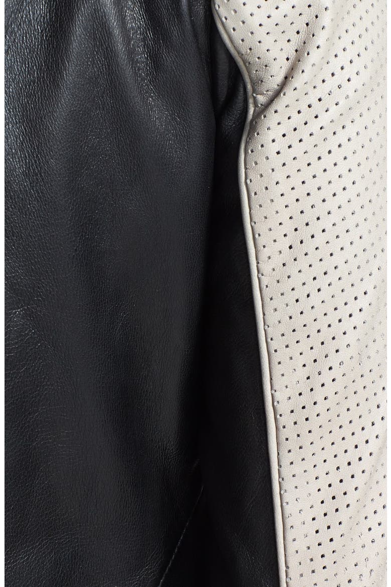 Leather Biker Jacket with Removable Hooded Insert, Alternate, color, MOON/ BLACK