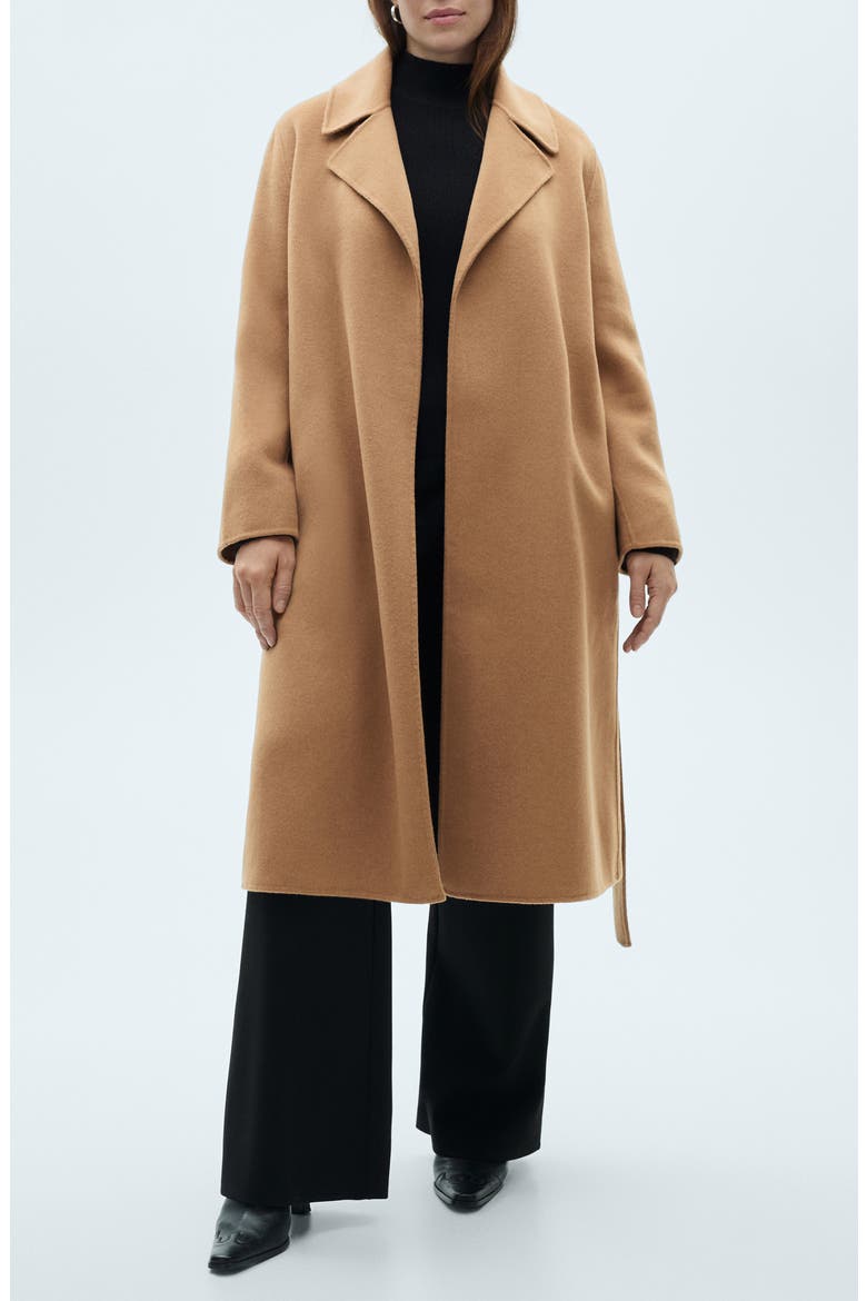 Belted Handmade Wool Blend Coat, Main, color, MEDIUM BROWN