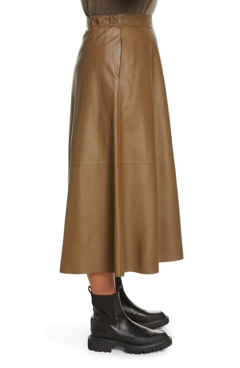 Lafayette 148 New York Sumner Plonge Leather Midi Skirt, Alternate, color,