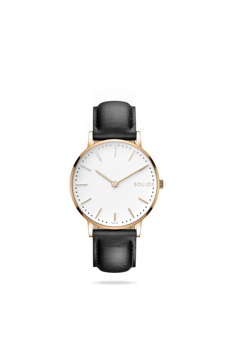Solios Watches The Solar Classic | White Dial - Rose Gold Case, Main, color, 