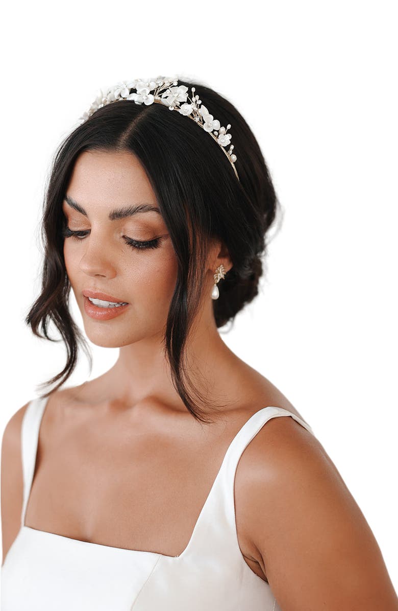 Untamed Petals Josephine Crystal Tiara, Alternate, color, Gold