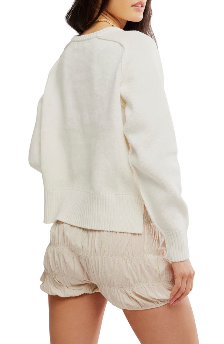 Free People Spring Street Cotton Crewneck Sweater, Alternate, color, Optic White