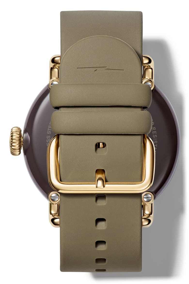 Detrola The Burnout Silicone Strap Watch, 43mm, Alternate, color, KHAKI/ CREAM/ RED/ CHARCOAL