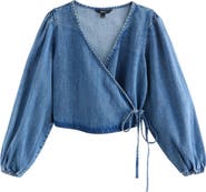 NEXT Denim Wrap Top
