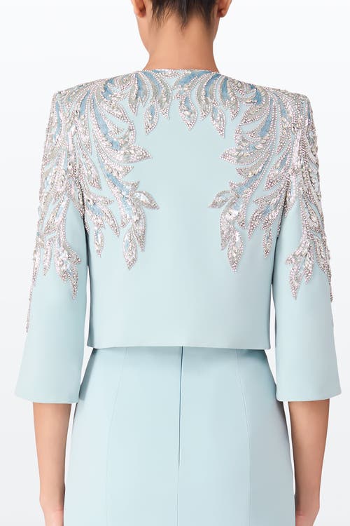 Jenny Packham Satin Embellished Versalilles Jacket In Blue